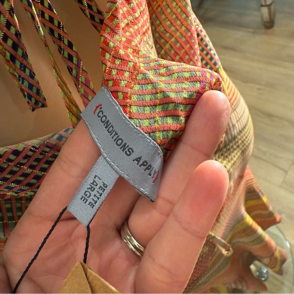 Conditions Apply Stripe Multicolor Halter Midi Dress Women’s Size Large Petite - Picture 11 of 12